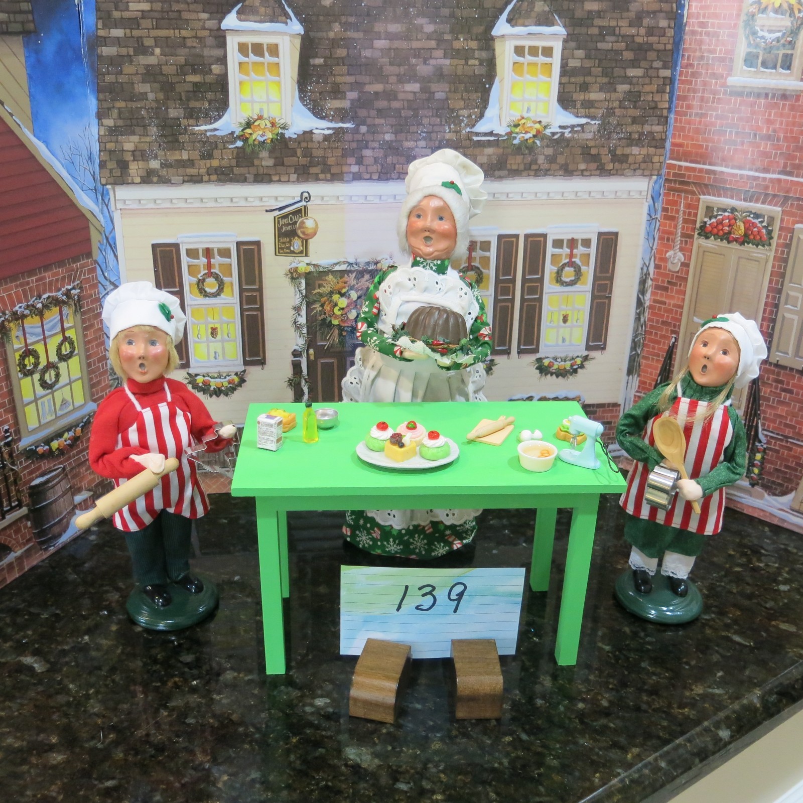 3 Byers Choice Cooks with table  $110 (Lot 139)  from 2013, 2011 and 2011