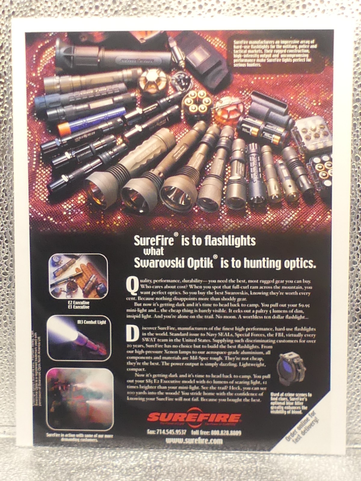 VTG SureFire Hard-Use Flashlights Tactical 2001 Print Advertising Full Page Ad