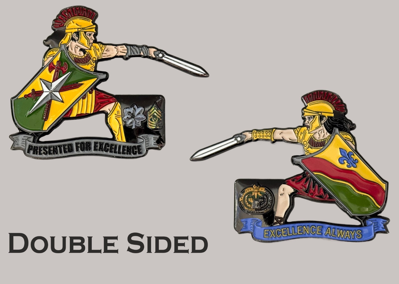 Spartan Warrior Presented For Excellence Shaped Challenge Coin  J#37
