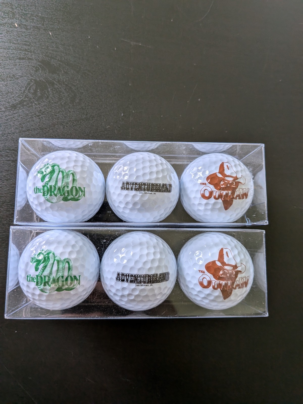Adventureland Park Iowa Souvenir Golf Balls Lot Of 6 New The Outlaw The Dragon