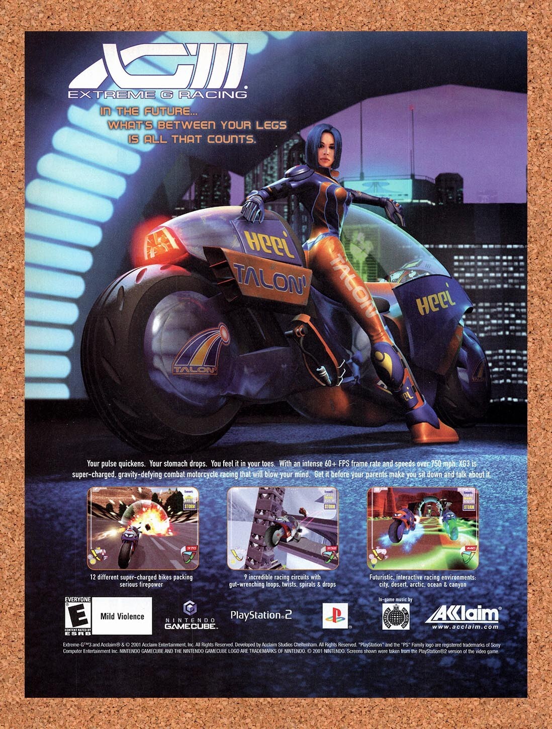 2000 XGIII Extreme G Racing PS2 Original Advertisement / Retro Wall Art v1