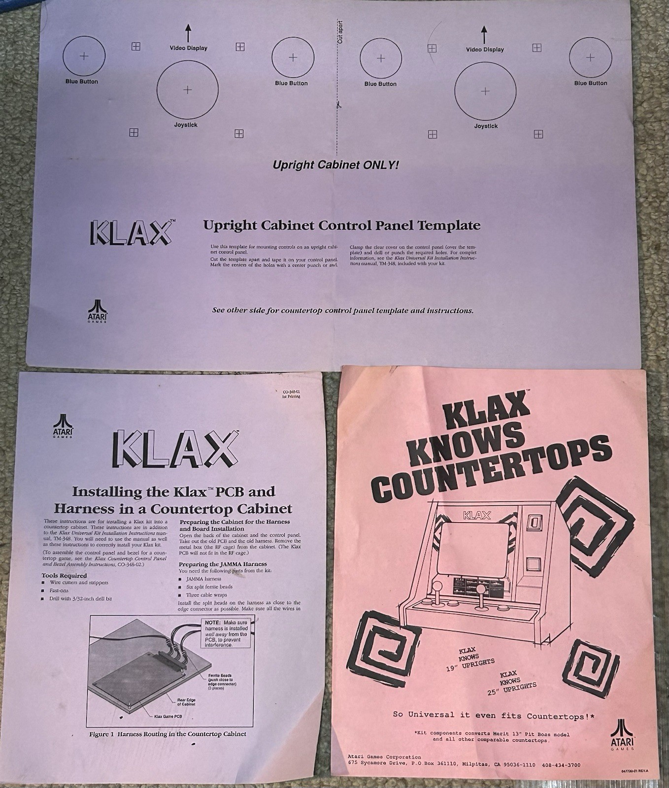 Atari Klax Arcade Game Advertisement Countertop KIT Flyer Manual Template Rare