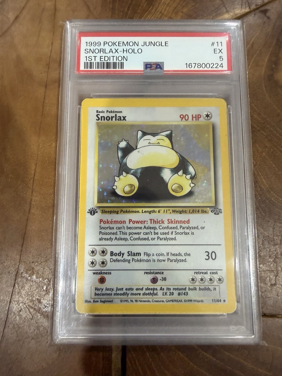 1999 Pokémon Jungle Snorlax Holo #11 1st Edition PSA 5 EX