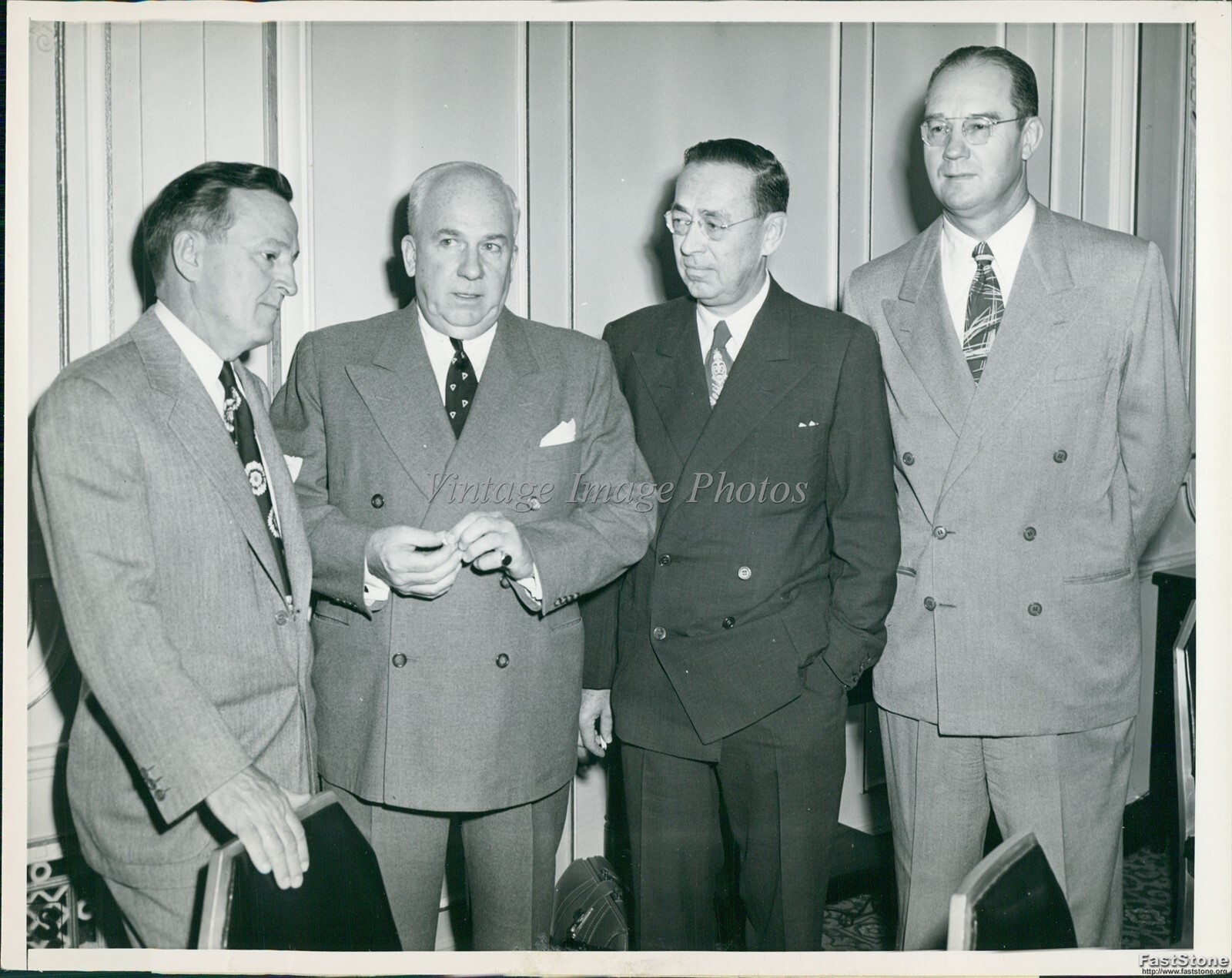 1951 Baseball Execs John Galbreath Warren Giles Phil Wrigley Del Webb Photo 7x9