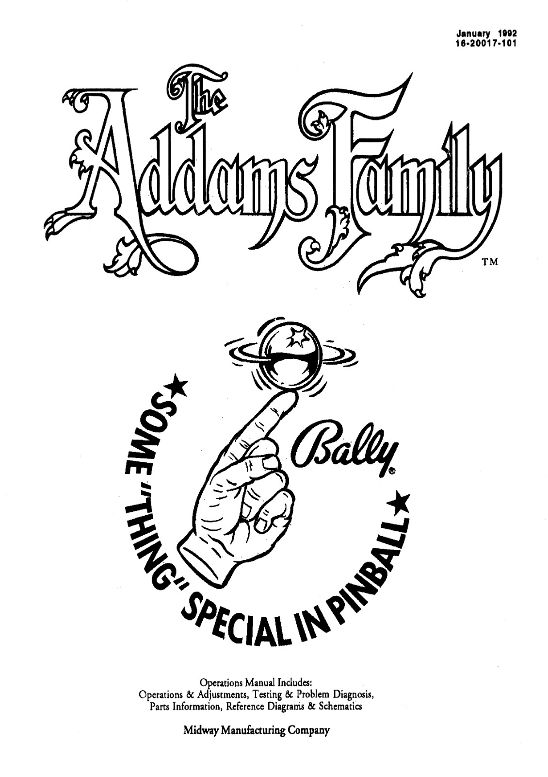 Bally The Adams Family Pinball Machine Instruction Manual & Schematics: 124 Page