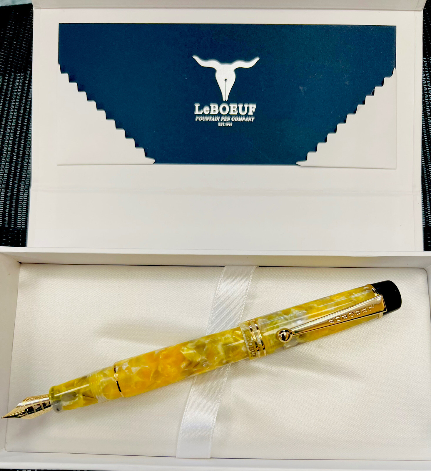 Brand New 2022 LeBOEUF PILGRIM SERIES FOUNTAIN PEN Desert Yellow Pearl F or M