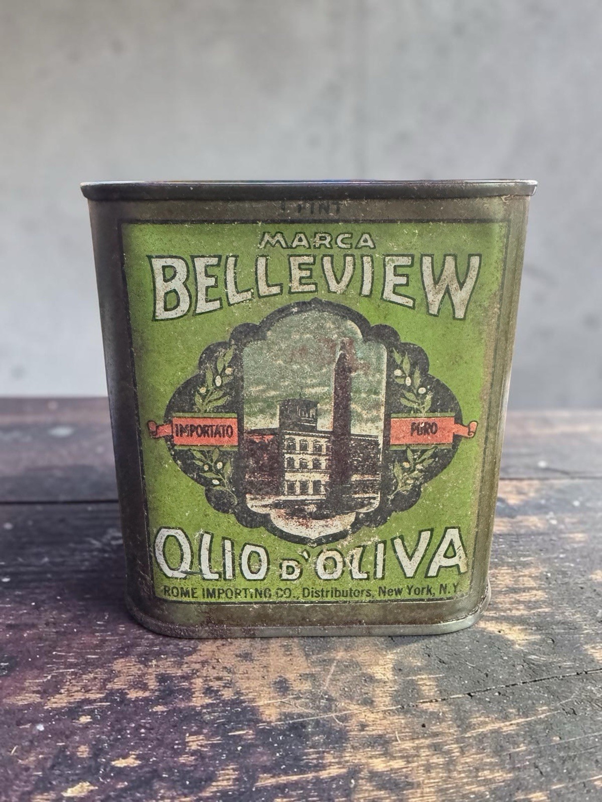 100 YEAR OLD TIME CAPSULE? SEALED Belleview Olive Oil Tin - Rare NYC History