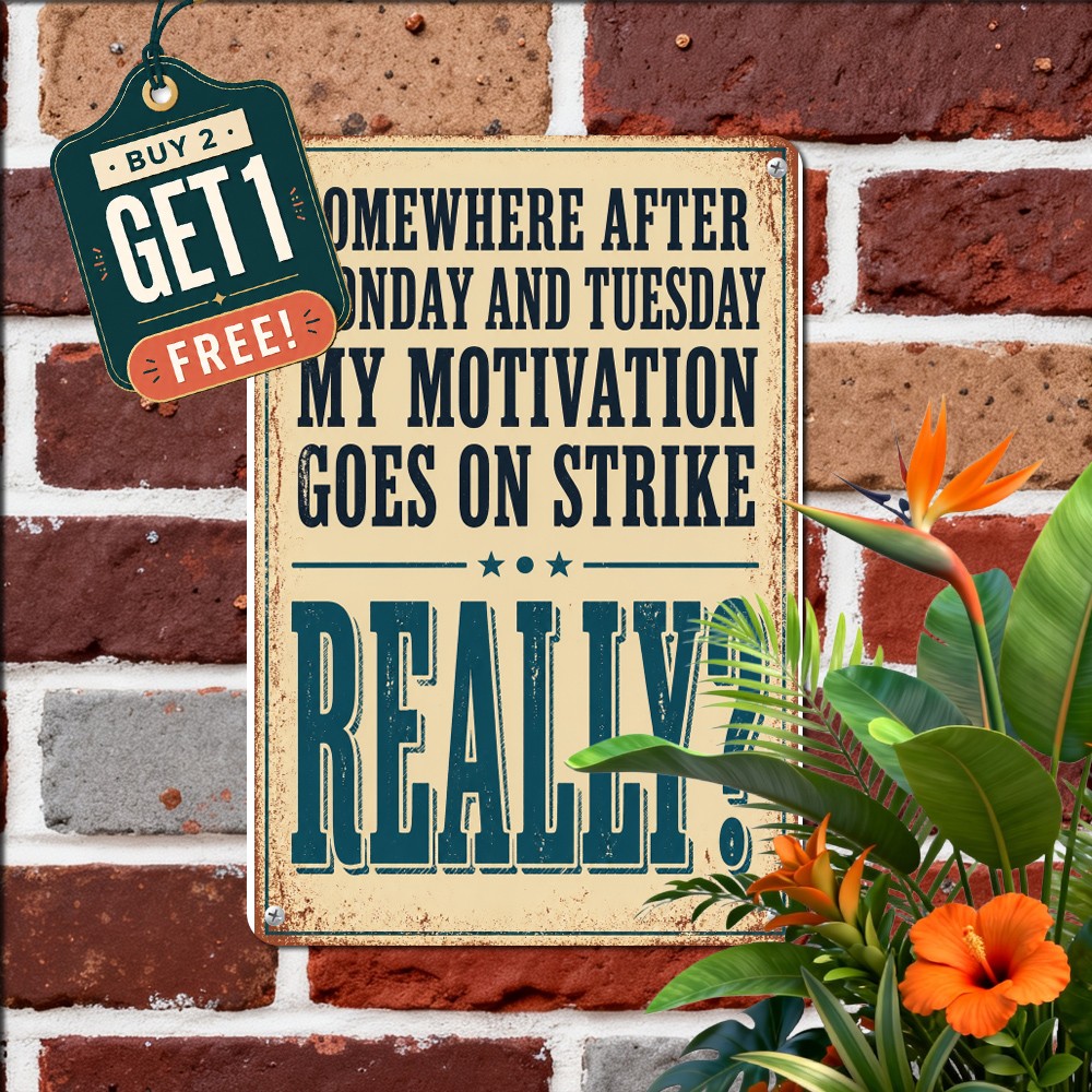 Monday Motivation Metal Plaque Vintage Sarcastic Office Tin Wall Sign 8x12
