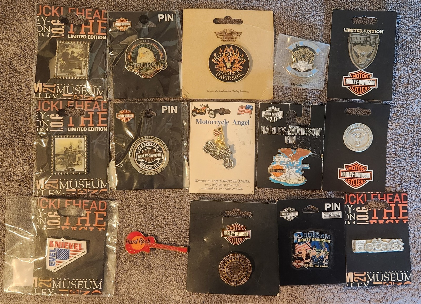 Harley Davidson 15 Piece Pin Collection Museum Angel Powertrain Evel Knievel