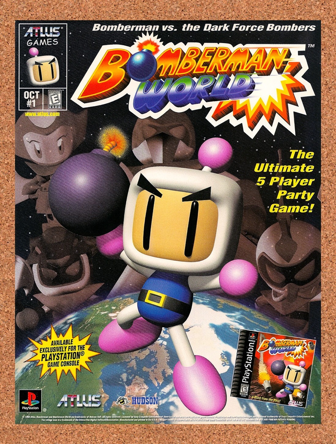 1998 Bomberman World PS1 Original Advertisement / Retro Promo v1