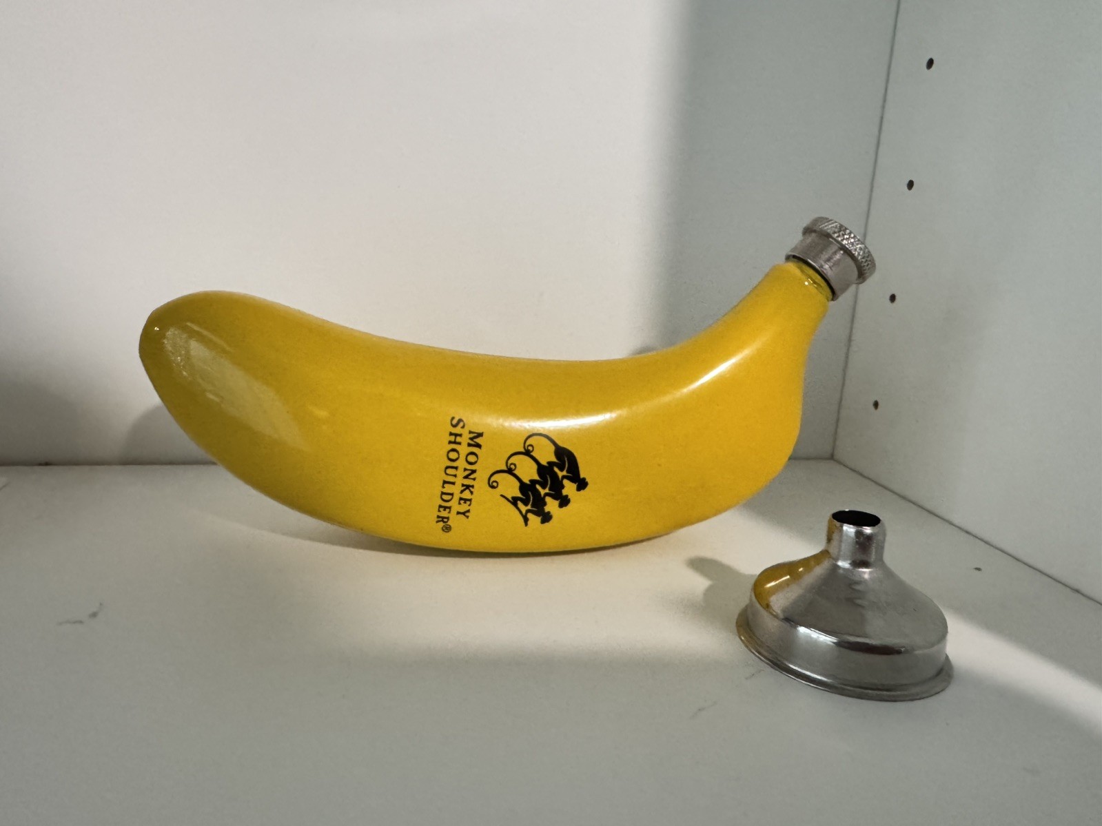 Monkey Shoulder Banana Liquor Flask.  Metal Banana Flask. Perfect pocket size 