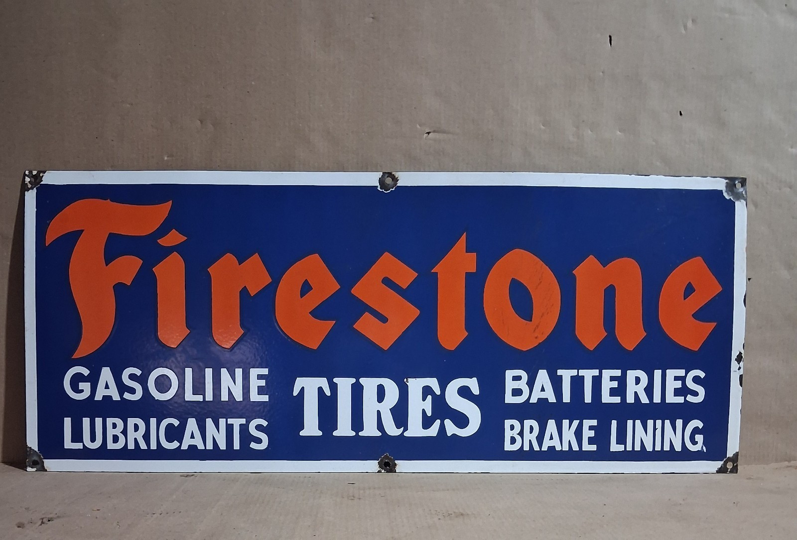 Firestone Tires Porcelain Enamel Sign  36x15 Inches 1  Sided
