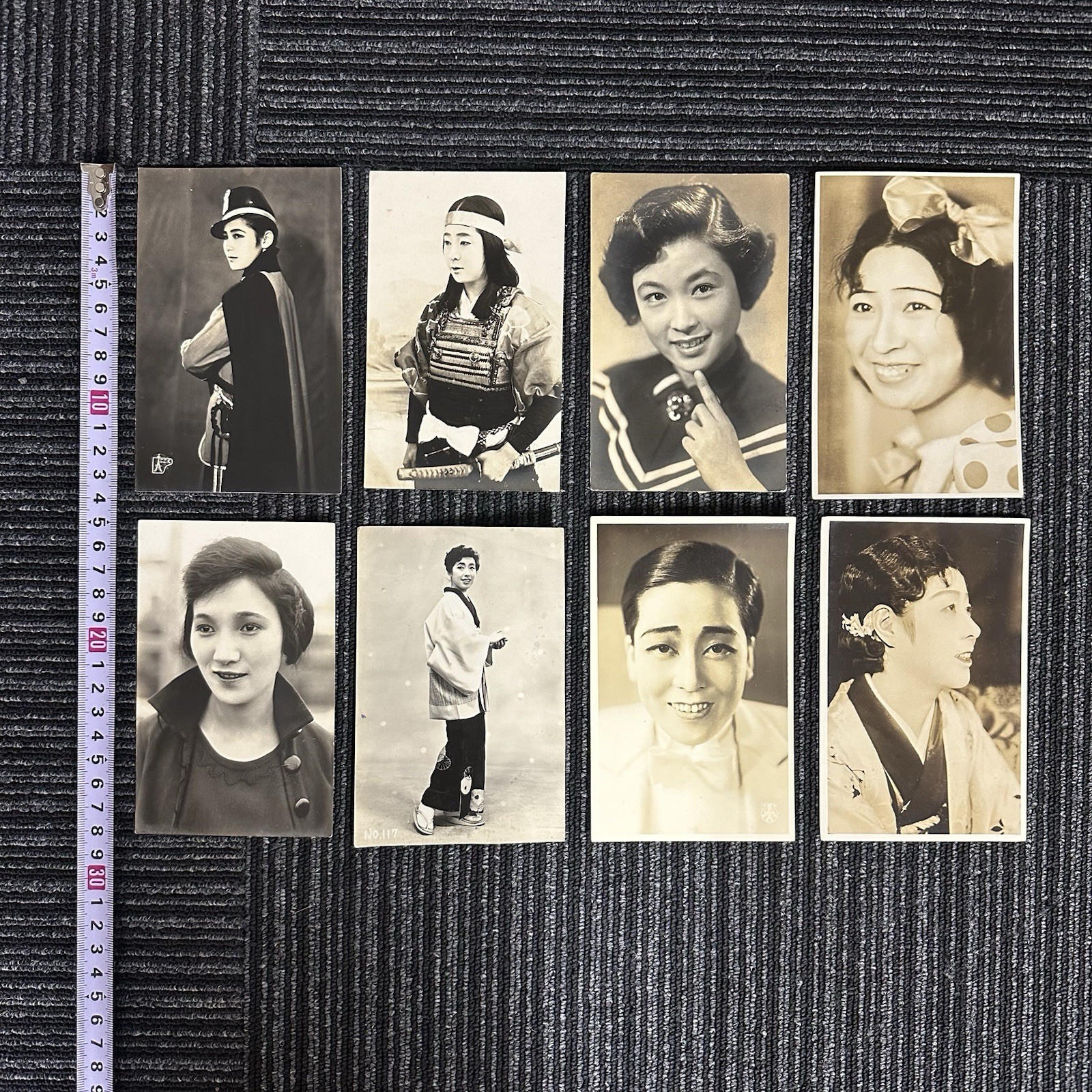 Vintage Japanese Actress Bromide Photo Cards 8 pcs Showa Era Old Cinema