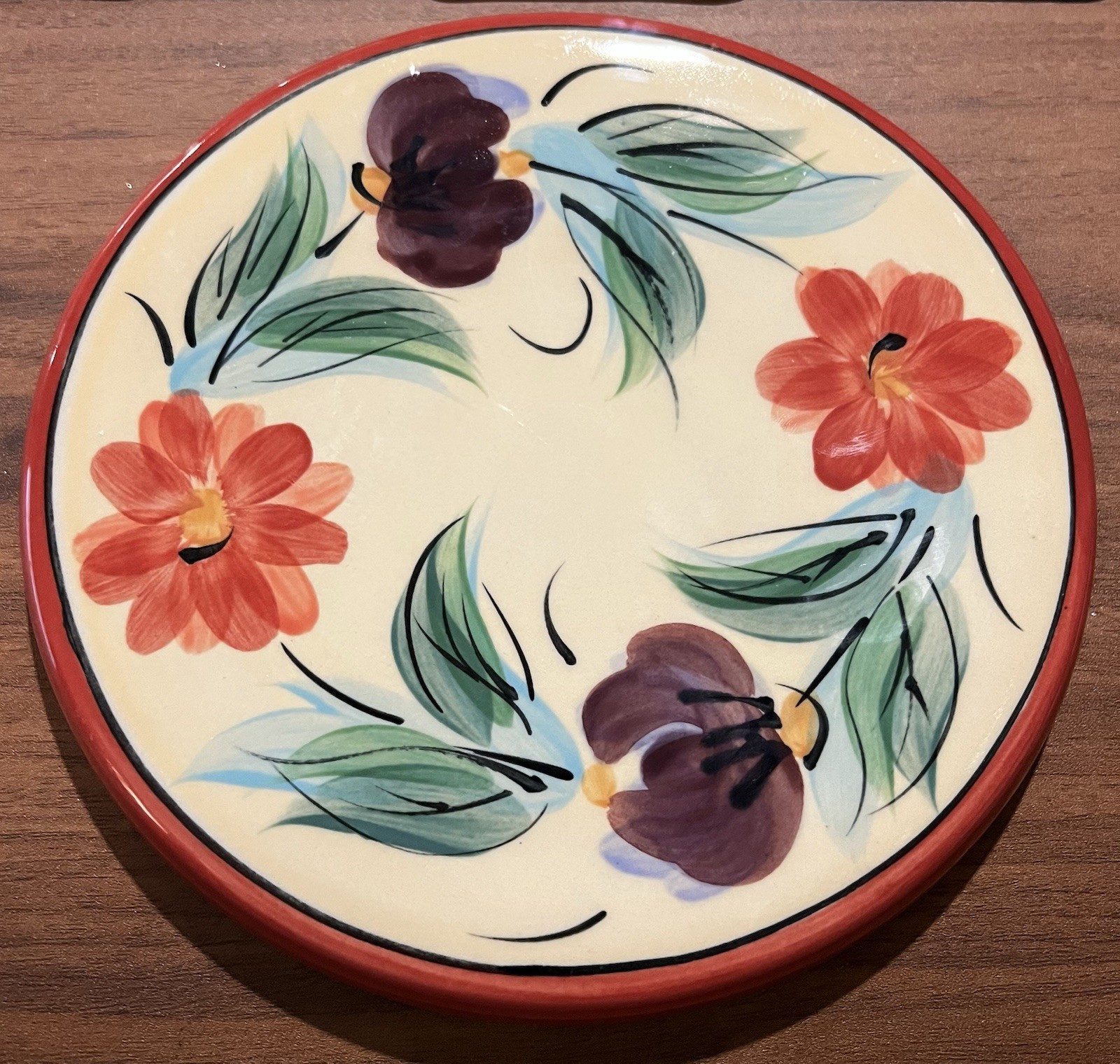 VTG Gail Pittman for Beau Rivage Trivet Plate hand painted Made in USA Floral