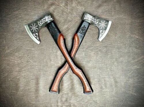 2pc Lot -Medieval Warrior Functional Battle Viking Axe Forged High Carbon Steel