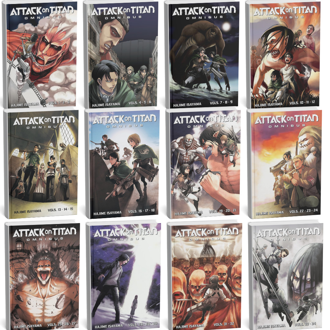 Attack On Titan Omnibus Vol 1-12 Complete Set English Manga Paperback