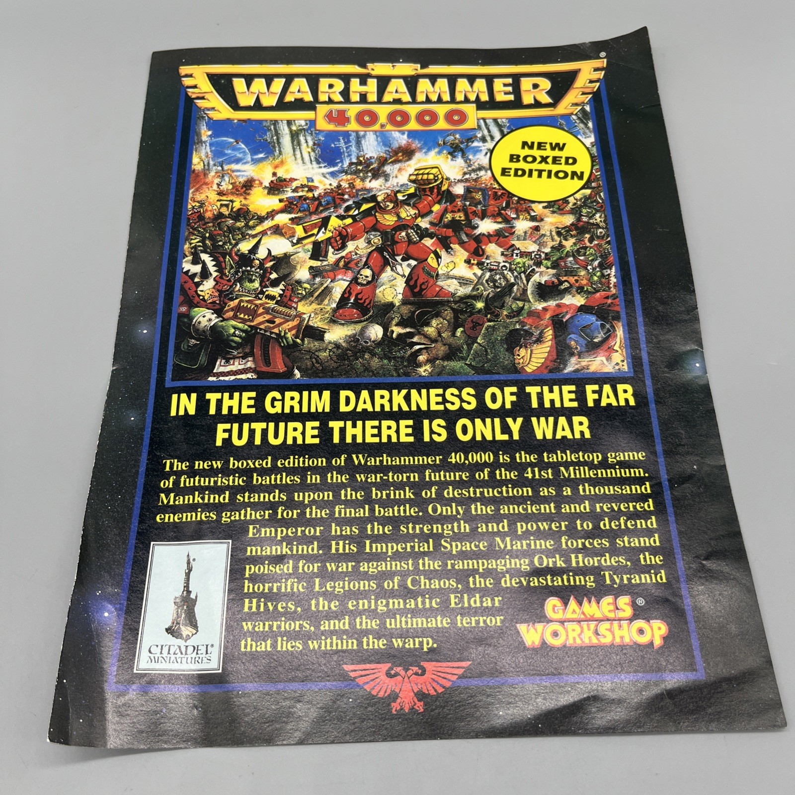 1993 Warhammer 40000 40K Miniatures Game Vintage Print Ad/Poster Figure Art 90s