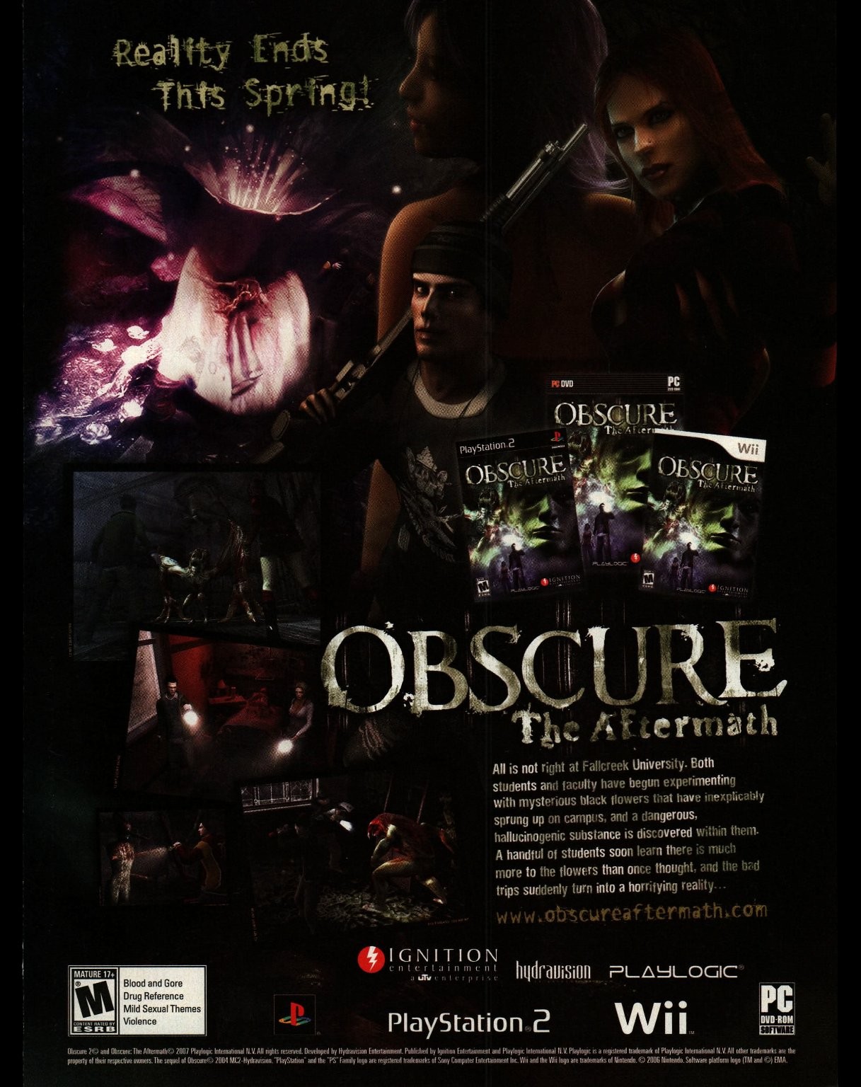 Obscure The Aftermath Video Game Ad Print PS2 Wii PC Horror 2008