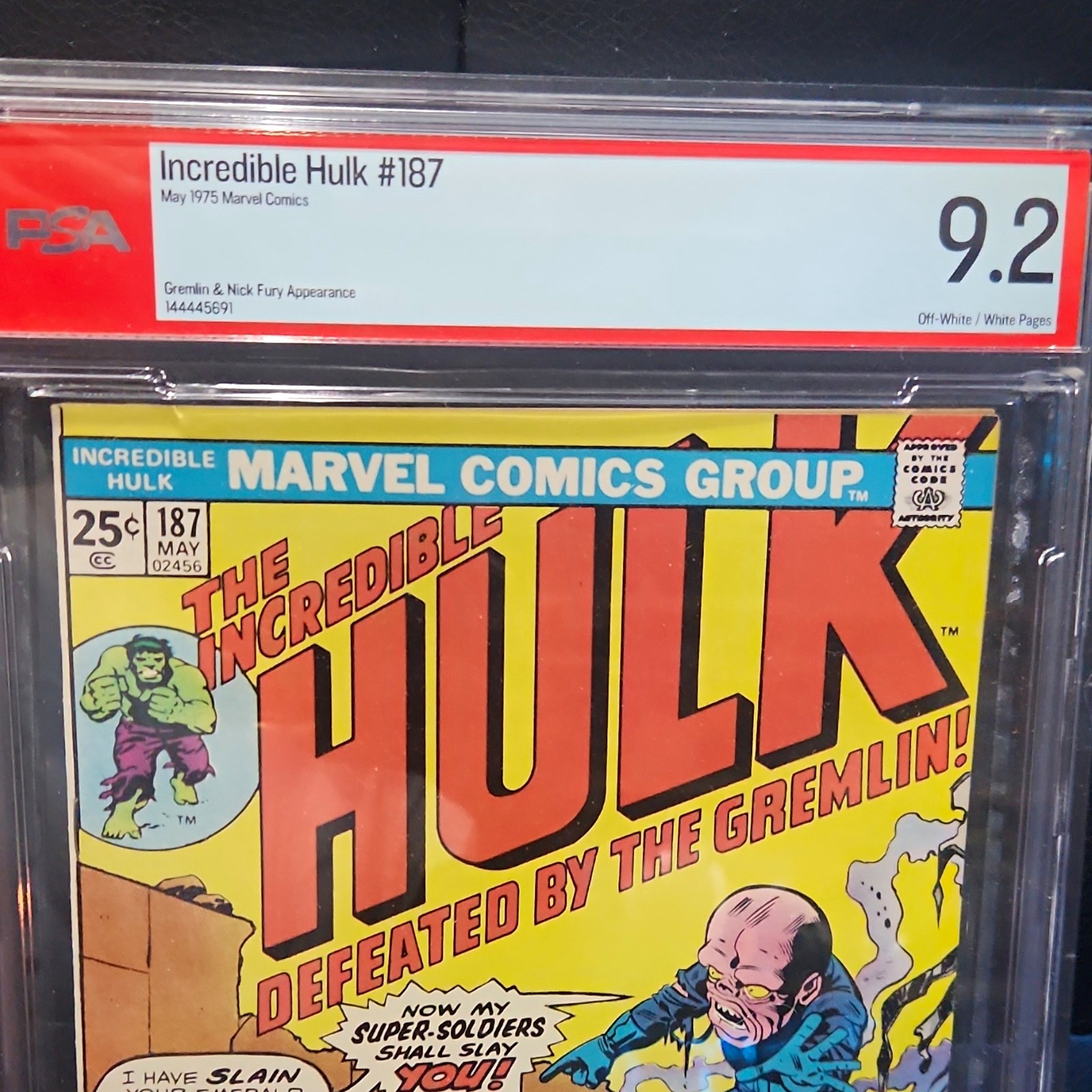 PSA 9.2 Graded Comic Book Marvel Incredible Hulk #187 (1975) Gremlin Nick Fury