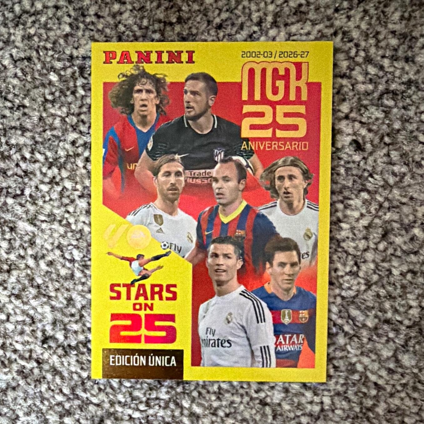 Panini MGK 25 Aniversario Stars on 25 Sticker No. 425 Edition Unique MESSI CR7