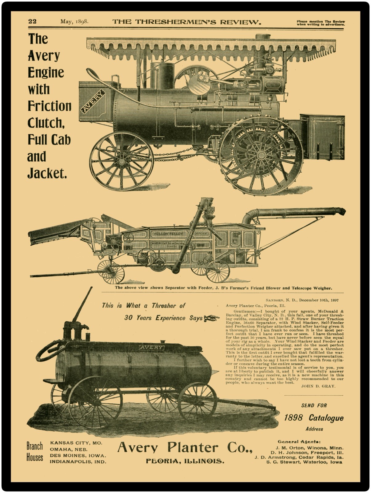 Avery Steam Engines, Yellow Fellow, Peoria IL NEW Sign 24x30\