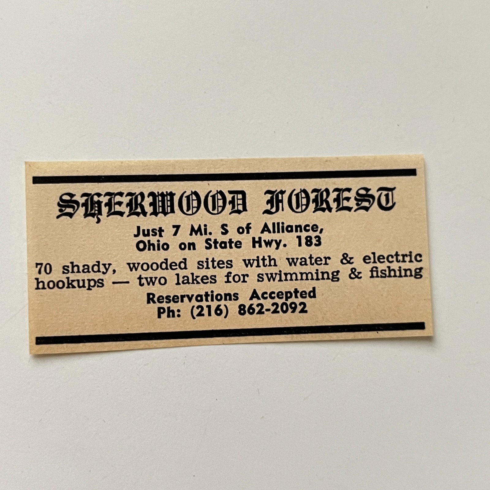 Sherwood Forest Alliance OH 1974 Ad TAK6-S87