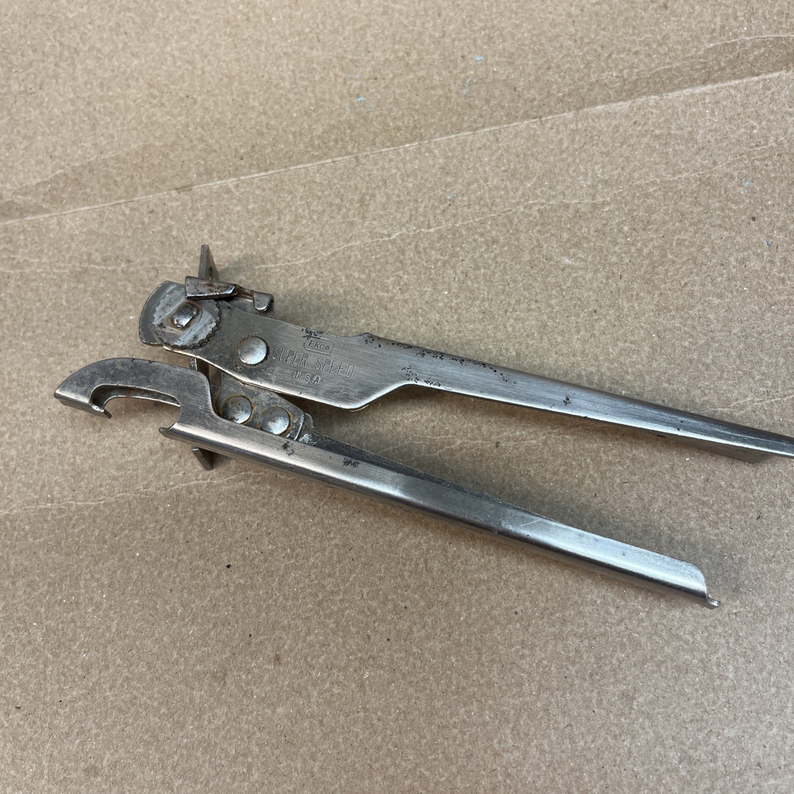 Vintage EKCO Super Speed Can Opener Bottle Opener Lid Flipper Metal USA Made