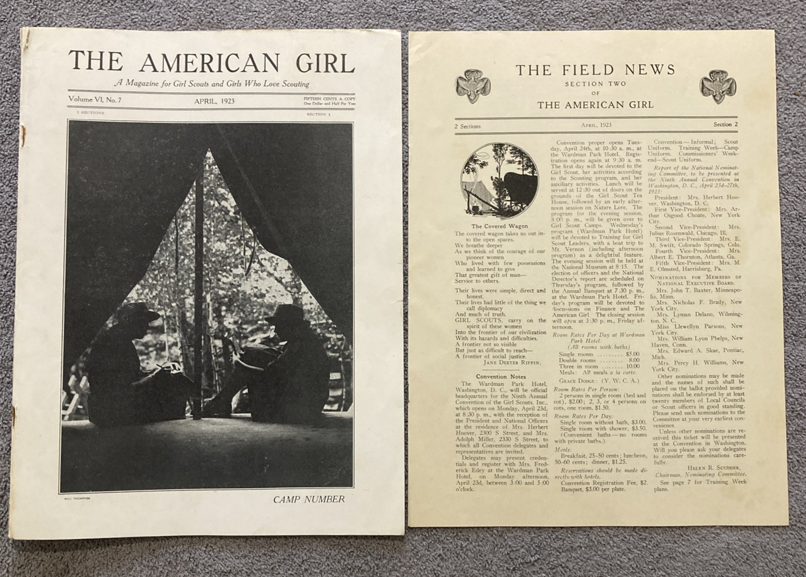 Scarce 1923 The American Girl April Section 1 & 2 Field News Girl Scouts VI No 7