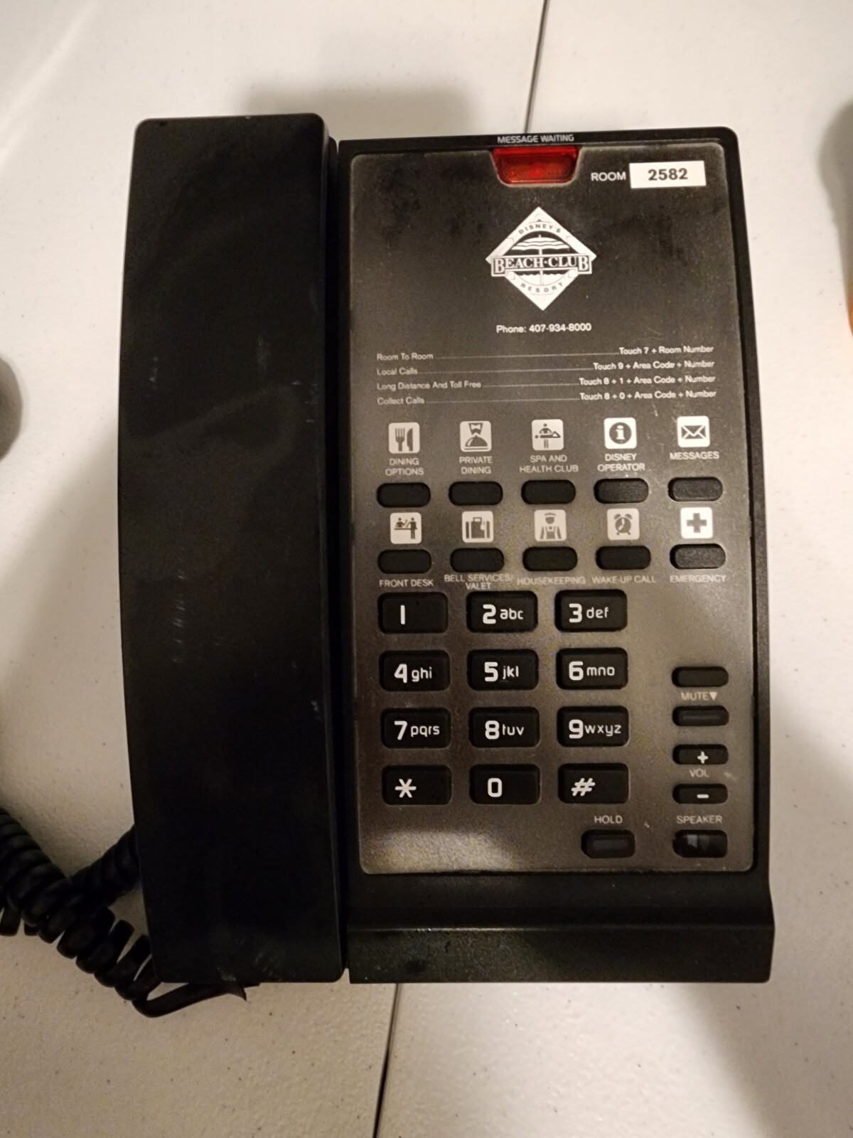 Disney\'s Beach Club Resort  Original Cast Member Prop Resort Phone