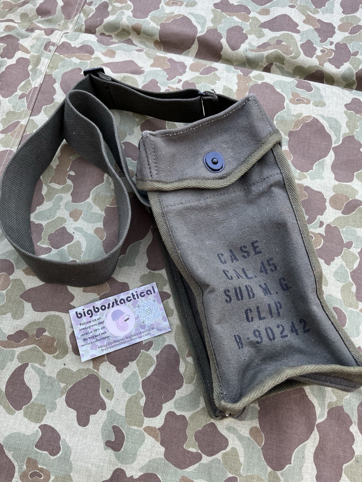 WWII US ARMY GREASE GUN .45 Ammo Thomson GP Shoulder Bag Carry Pouch B