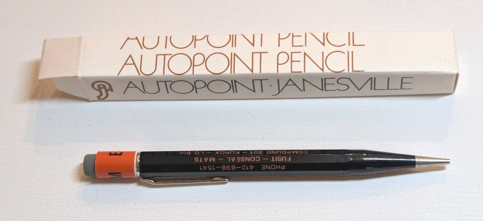 Vintage Autopoint Mechanical Pencil ESM Inc Mars PA Steel Advertising Boxed