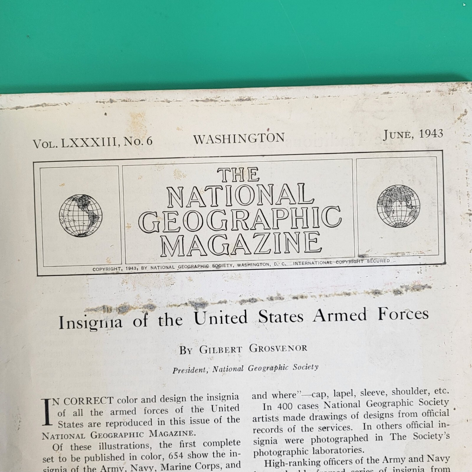 WWII Dec 1943 Insignia & Decorations Of The Us Armed Forces By Grosvenor Nat Geo