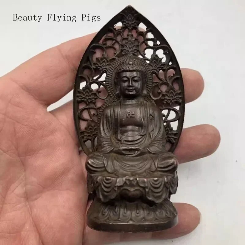 Retro Nostalgic Alloy Copper Buddha Statue Small Household Offering Craft