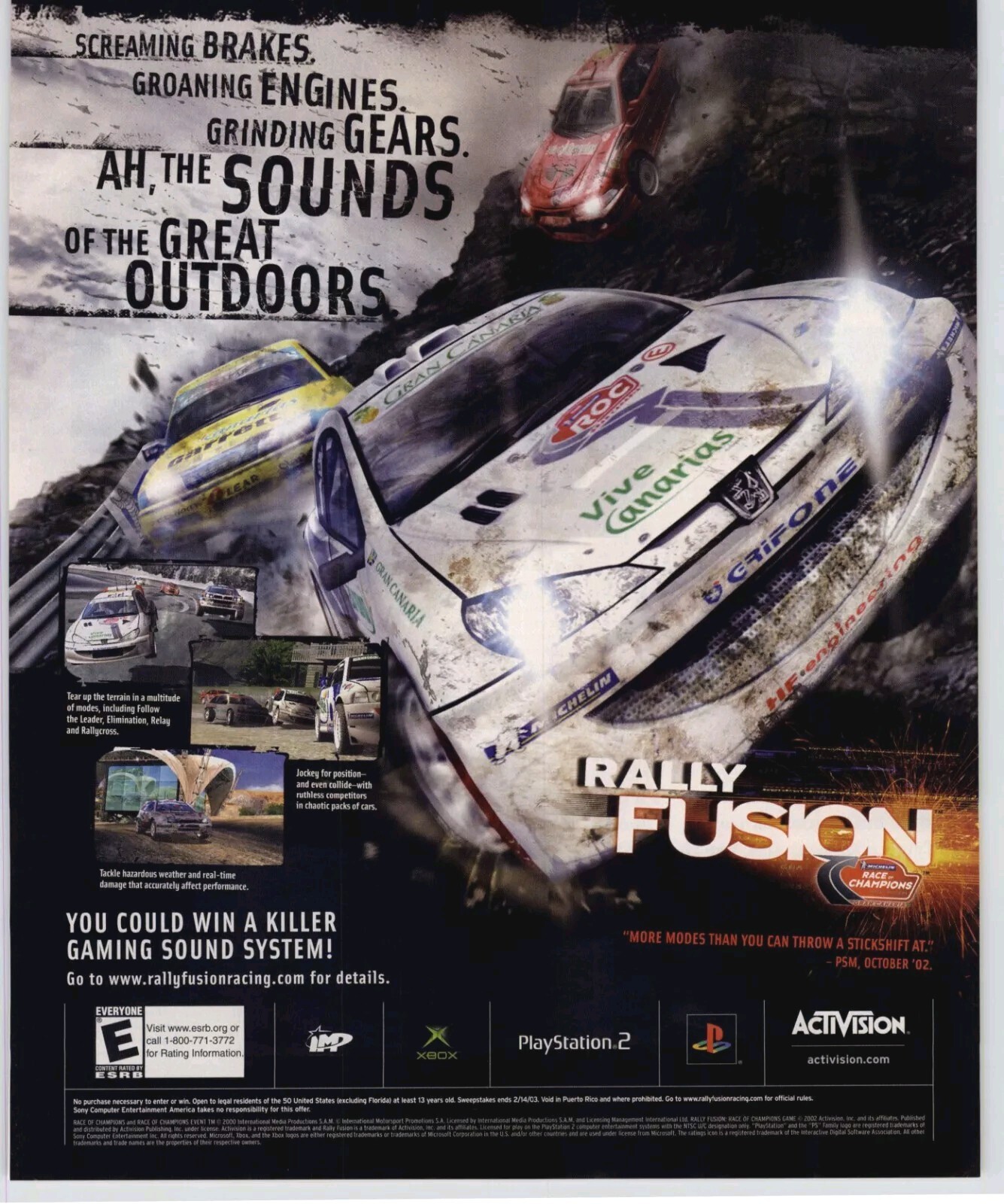 2002 Rally Fusion: Race of Champions PS2 Xbox Game Art Vintage Print Ad Poster 