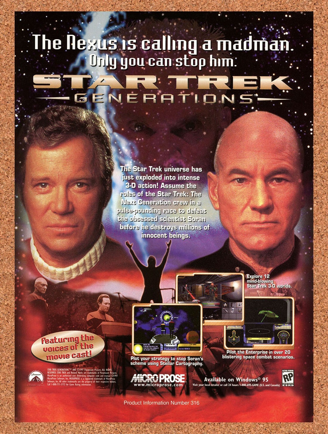 Star Trek Generations PC Original 1998 Ad - Microprose Video Game Promo