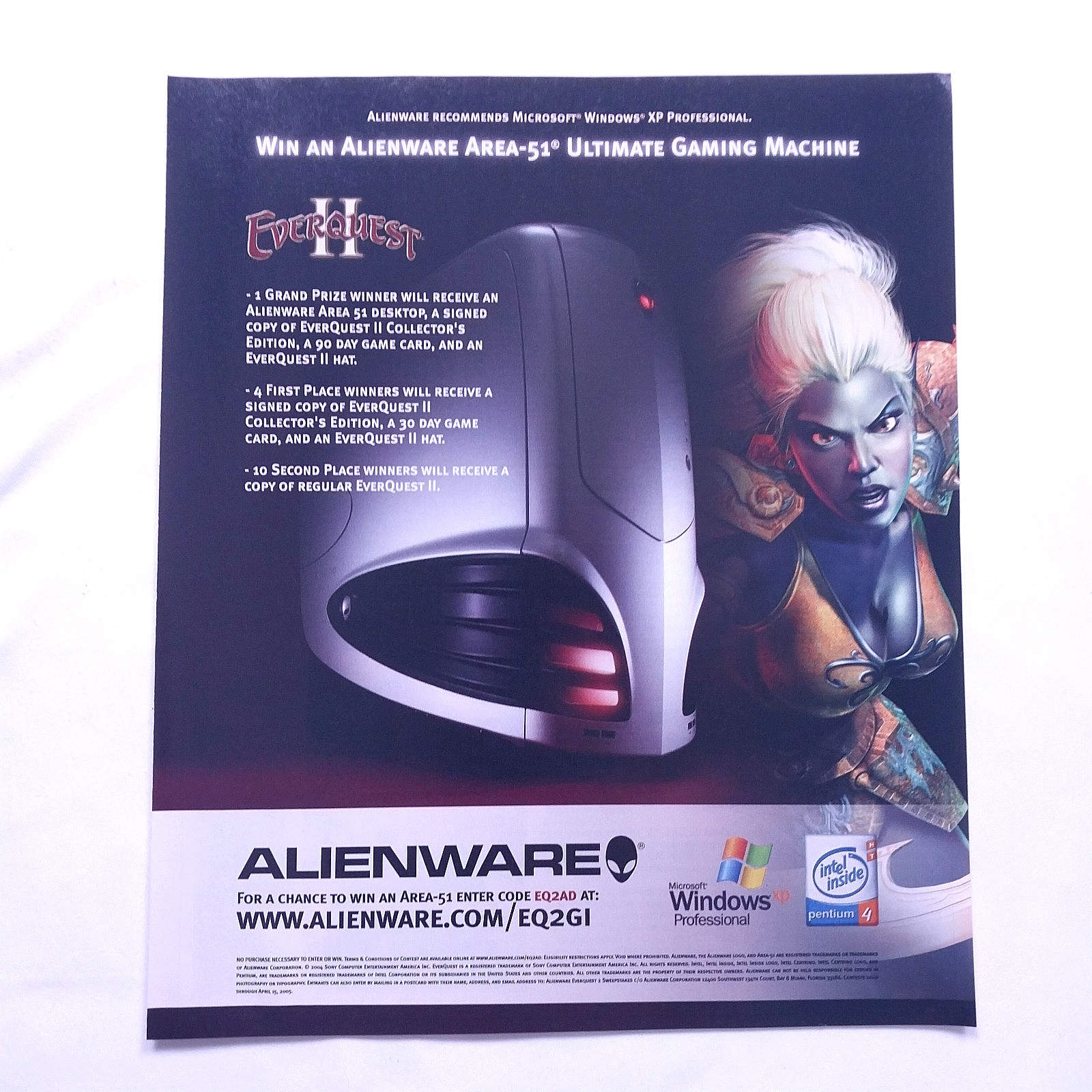 2005 Alienware Area-51 Ultimate Gaming PC Everquest II Vintage Print Ad Wall Art