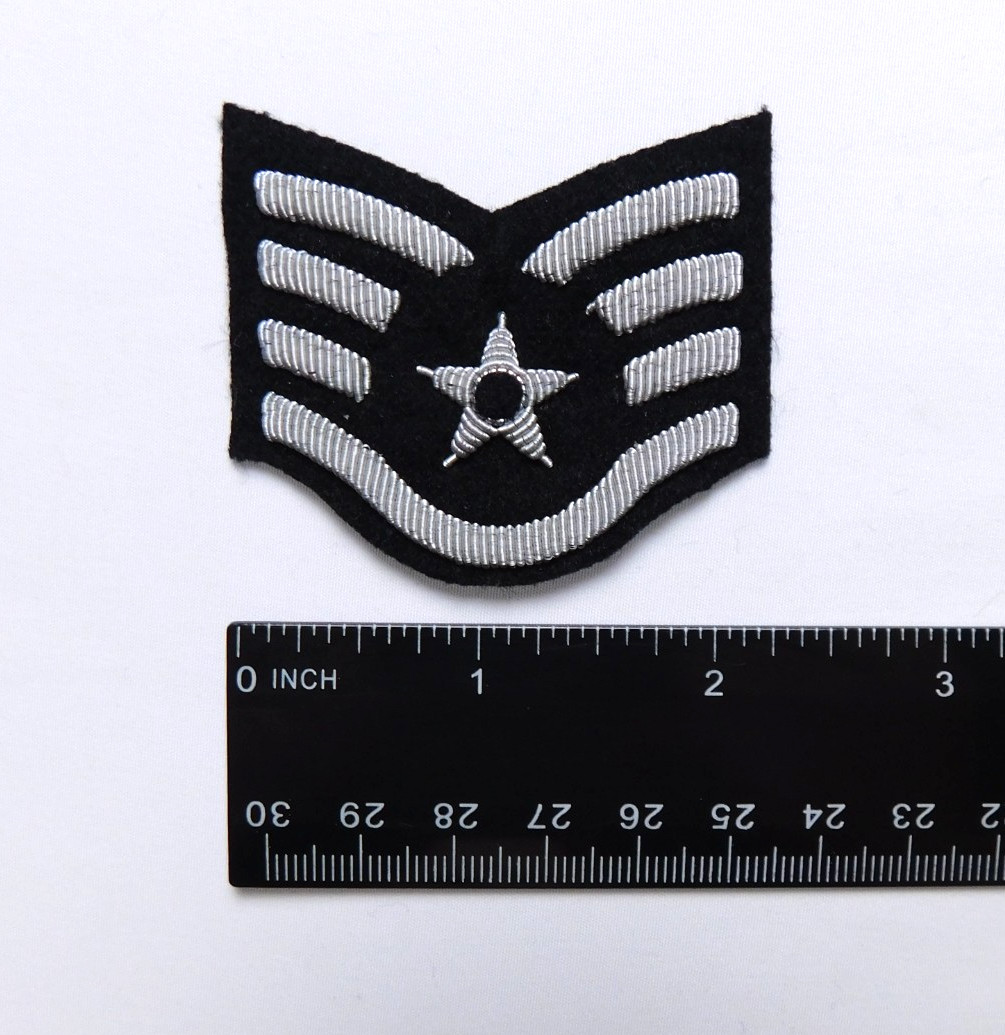 Rare US Air Force Authentic 1959 Prototype Chevron SSgt Black Silver Bullion