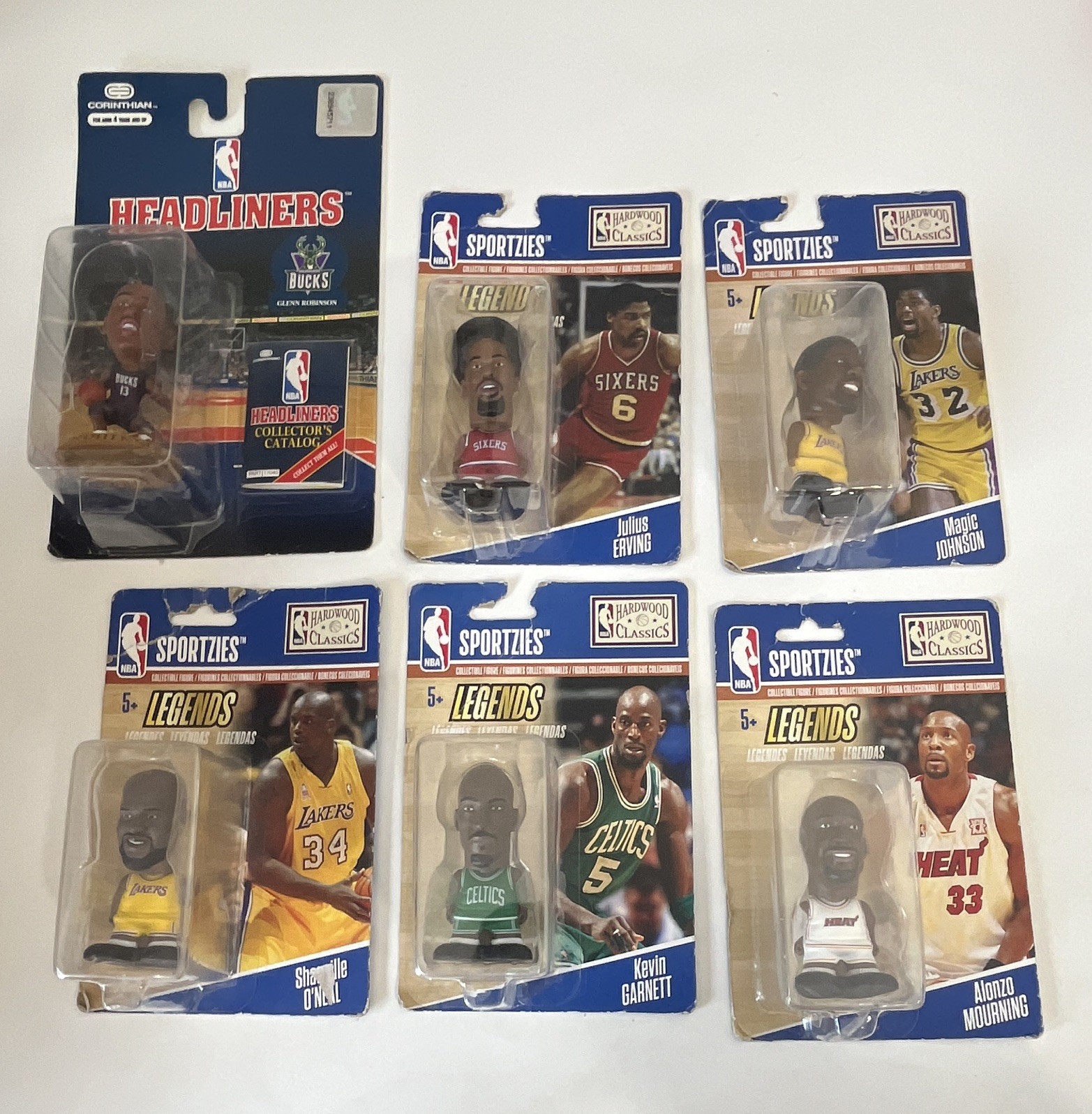 Corinthian Sportzies NBA Legends Lot of 6 Figures Magic Shaq KG Dr J