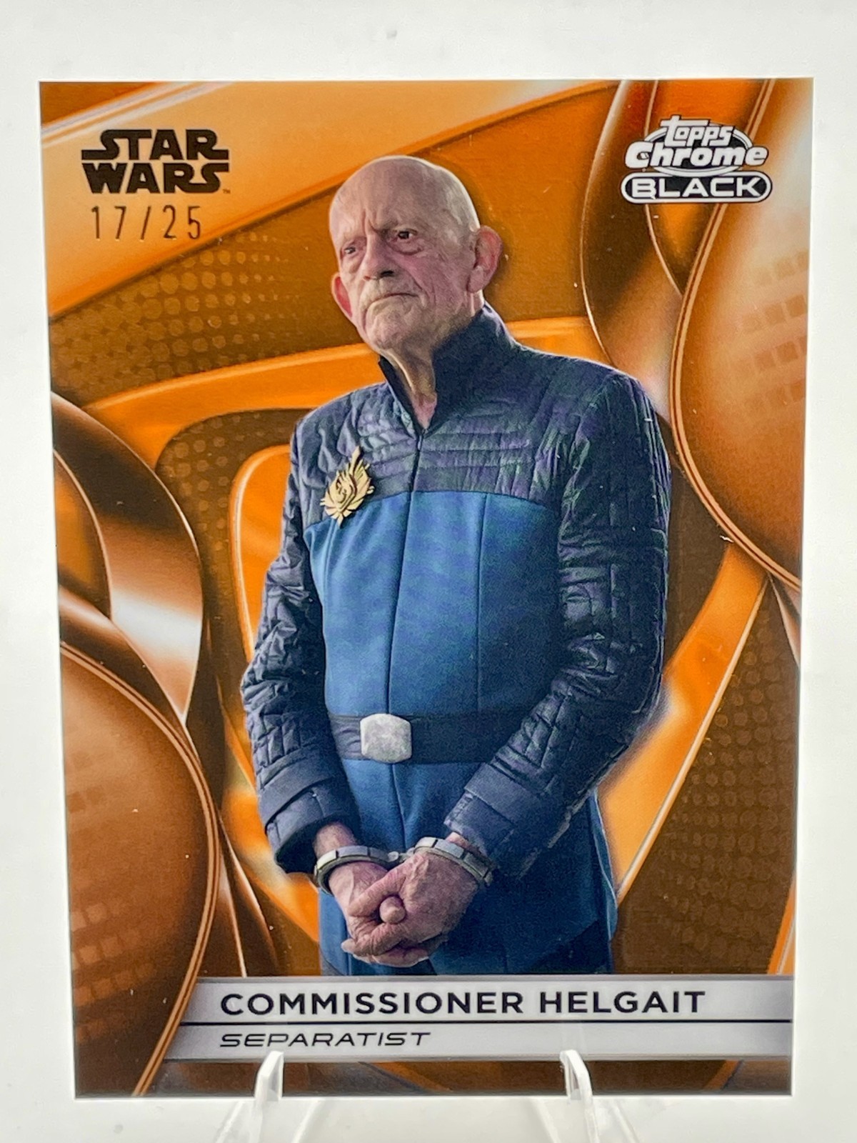 2025 Topps Chrome Black Star Wars Commissioner Helgait Orange Refractor /25