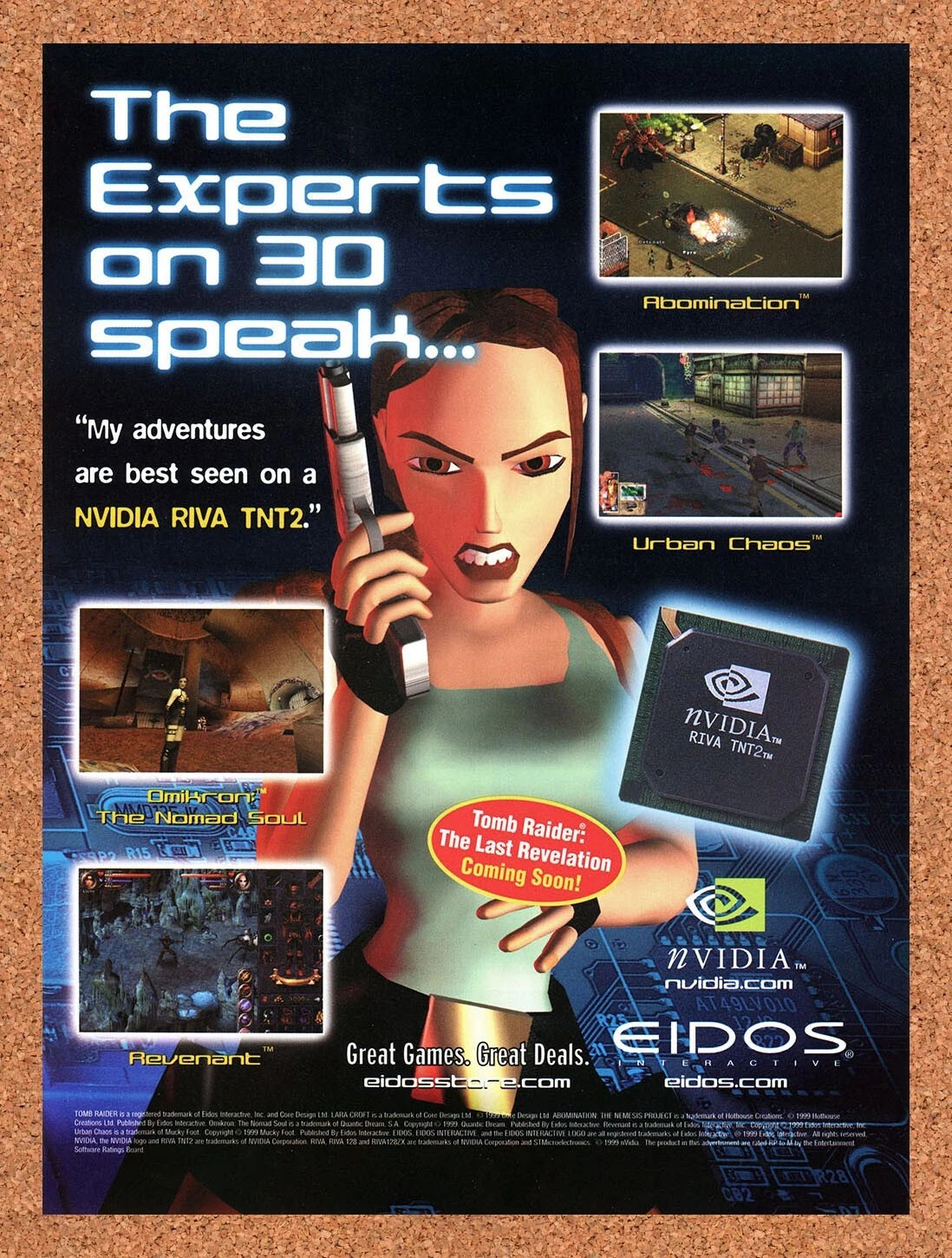 1999 Eidos PC Games Nvidia GeForce Original Advertisement / Retro Promo v8