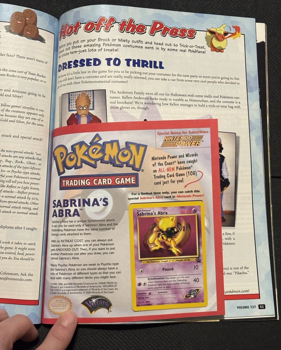Nintendo Power Magazine Issue 137 w/ Sabrina’s Abra Pokemon Promo & All Inserts