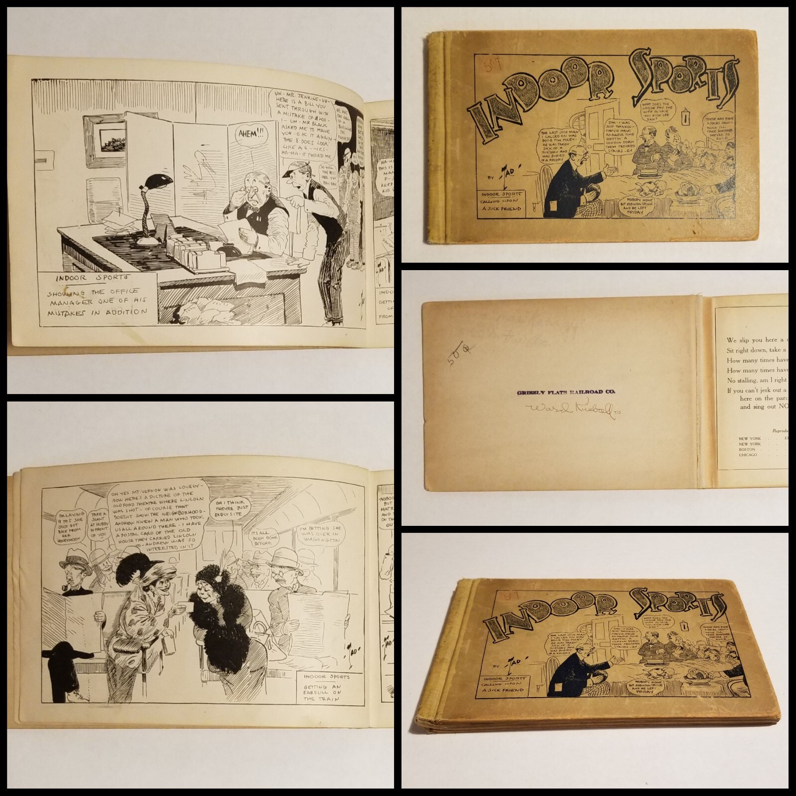1916 Indoor Sports by TAD, Ward Kimball (Disney Animator) Estate, Signed by Ward