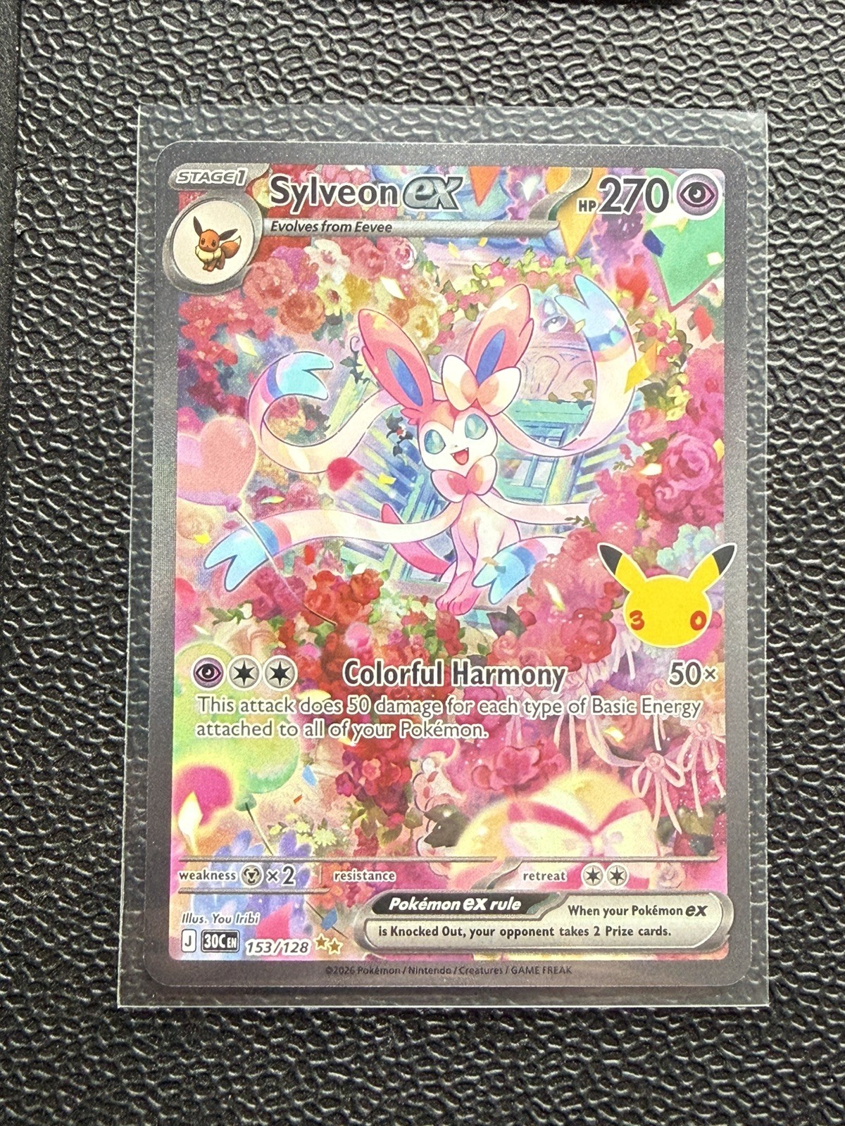  Pokemon TCG Sylveon Ex SIR 153/128 30th Anniversary Pokemon Card MINT