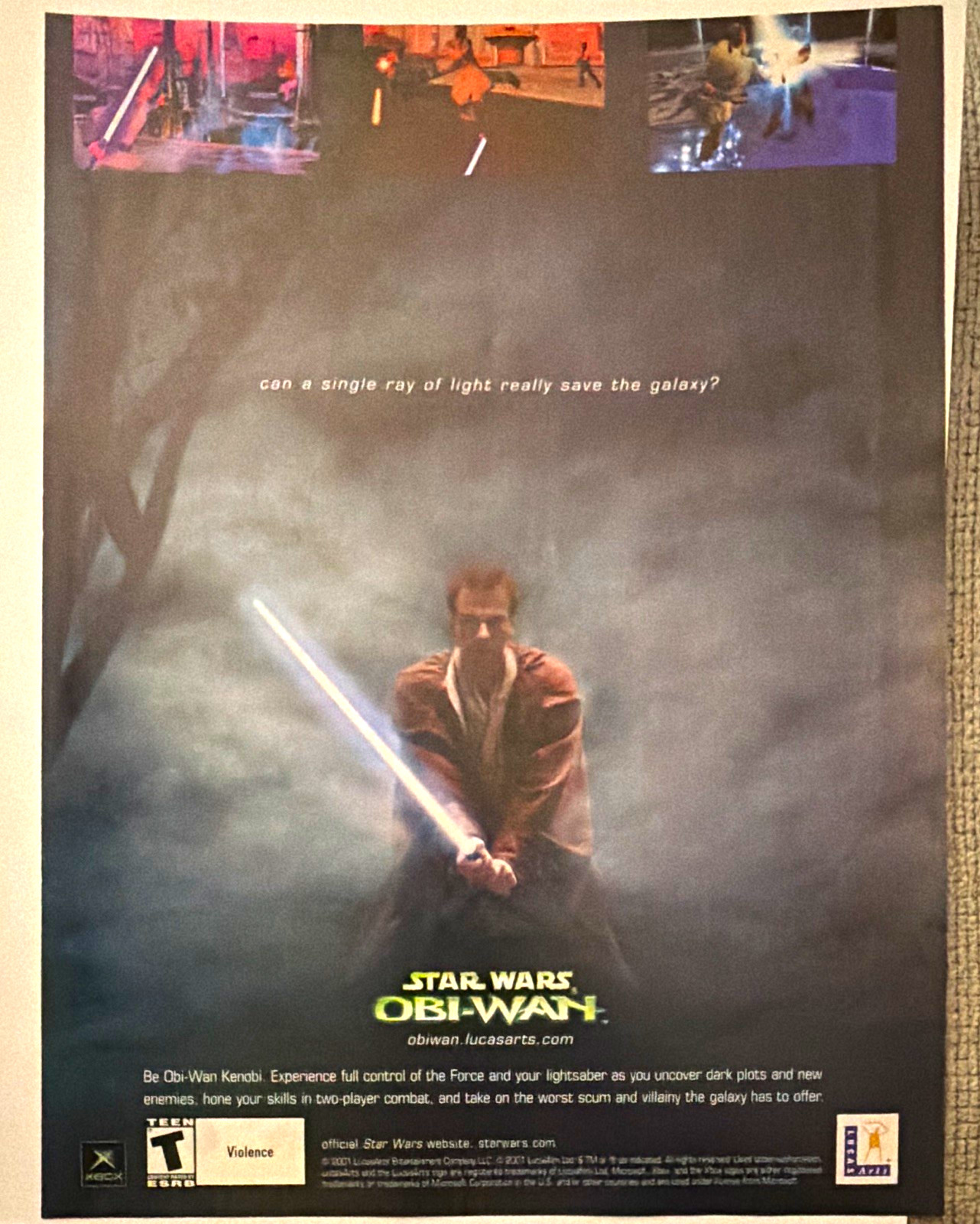 Star Wars Obi-Wan Kenobi Microsoft Xbox Video Game Magazine Ad Promo 8 x 10.5”