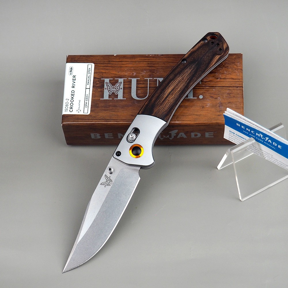 Benchmade 15080-2 Crooked River Wood Handle S30V Blade AXIS Lock Folding Knife