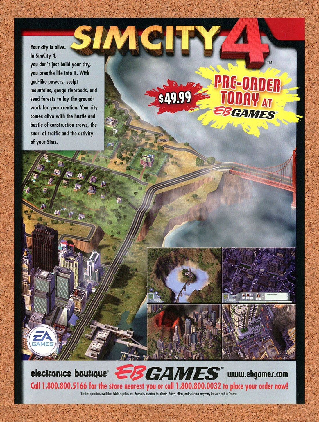 2002 Sim City 4 EB Games Original Advertisement / Retro Promo v3