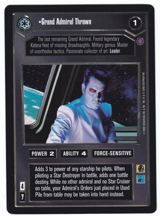 SWCCG Star Wars CCG • Grand Admiral Thrawn • REFLECTIONS 2 • RARE CARD NMINT