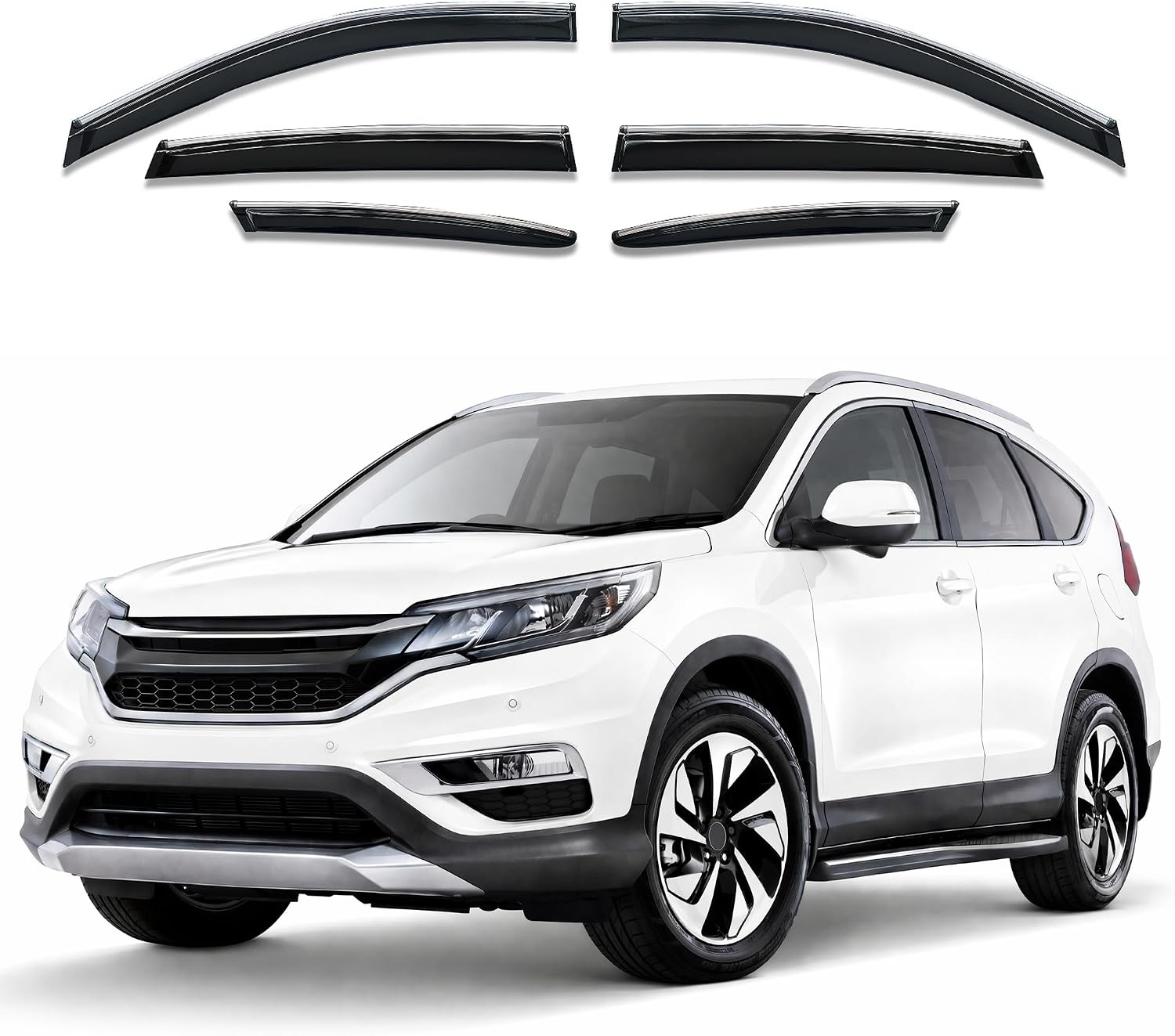 Rain Guards Window Visors 6Pcs Chrome for Honda CR-V 2012-2016