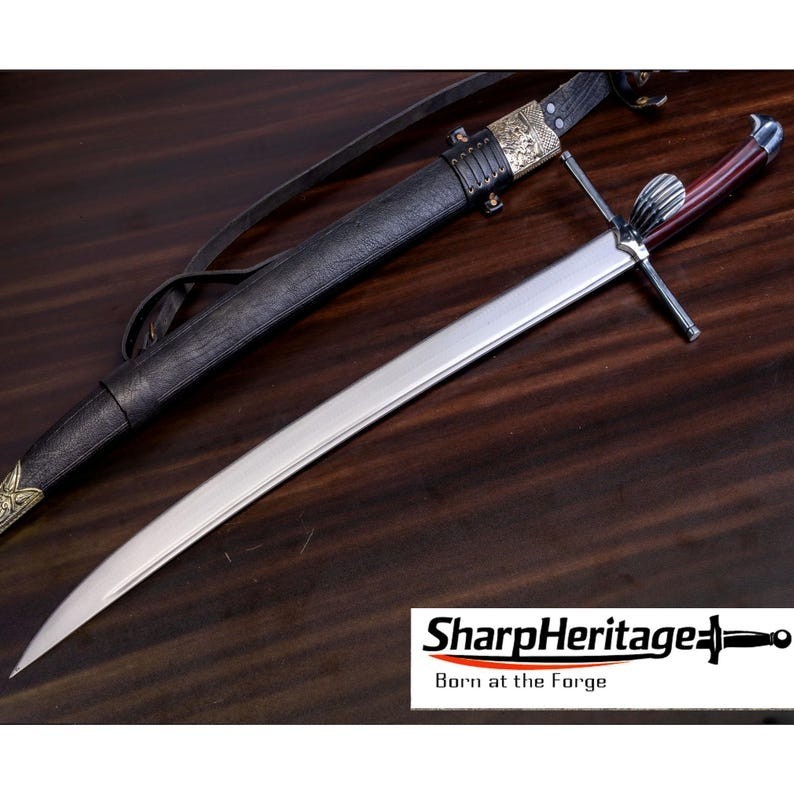 Hand Forged Grosses Messer Sword, 29 Inch 5160 Carbon Steel Blade, Rosewood Hand