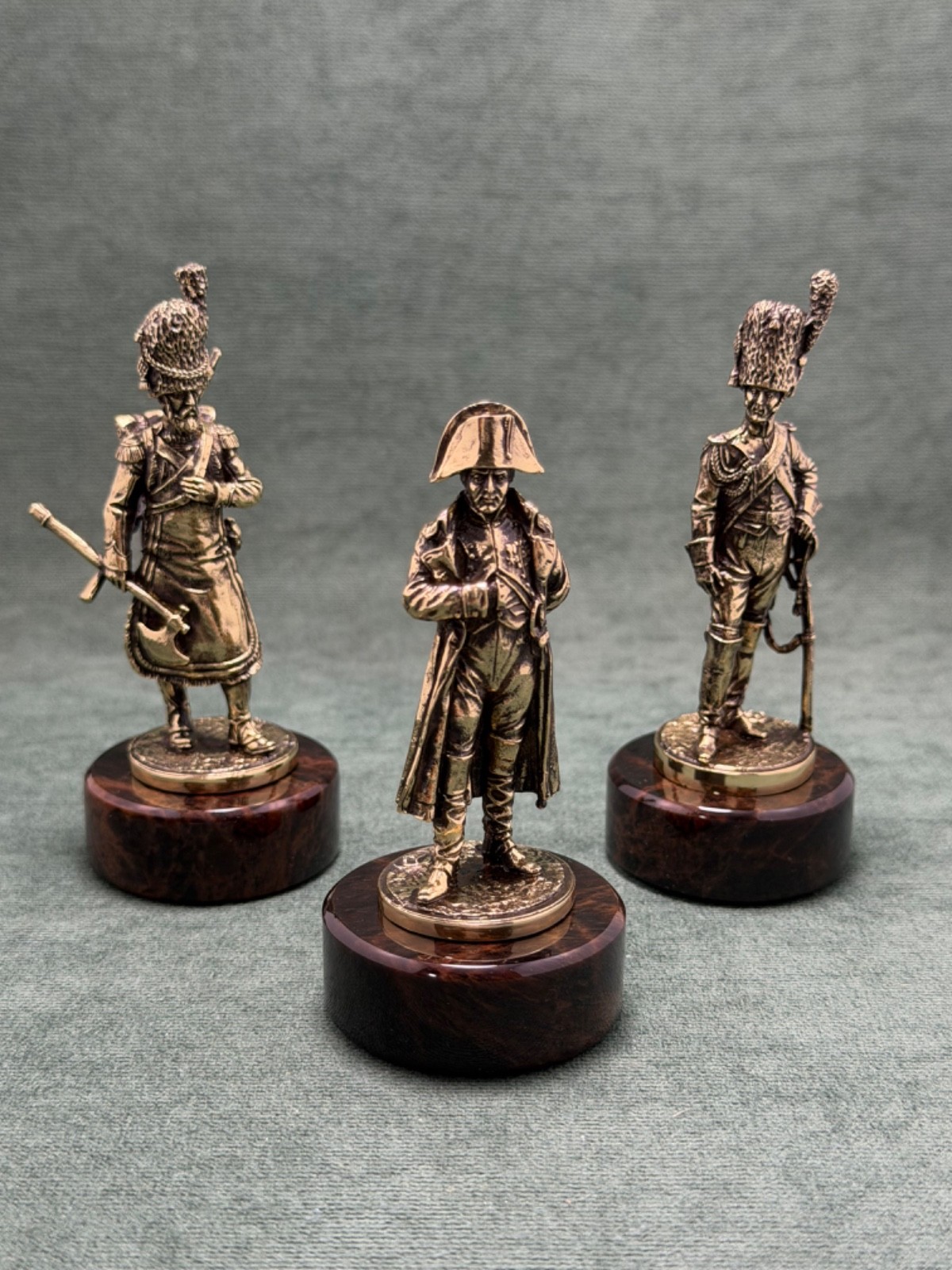 Art Deco Bronze Figurines Emperor Napoleon and Two Soldiers of His Guard